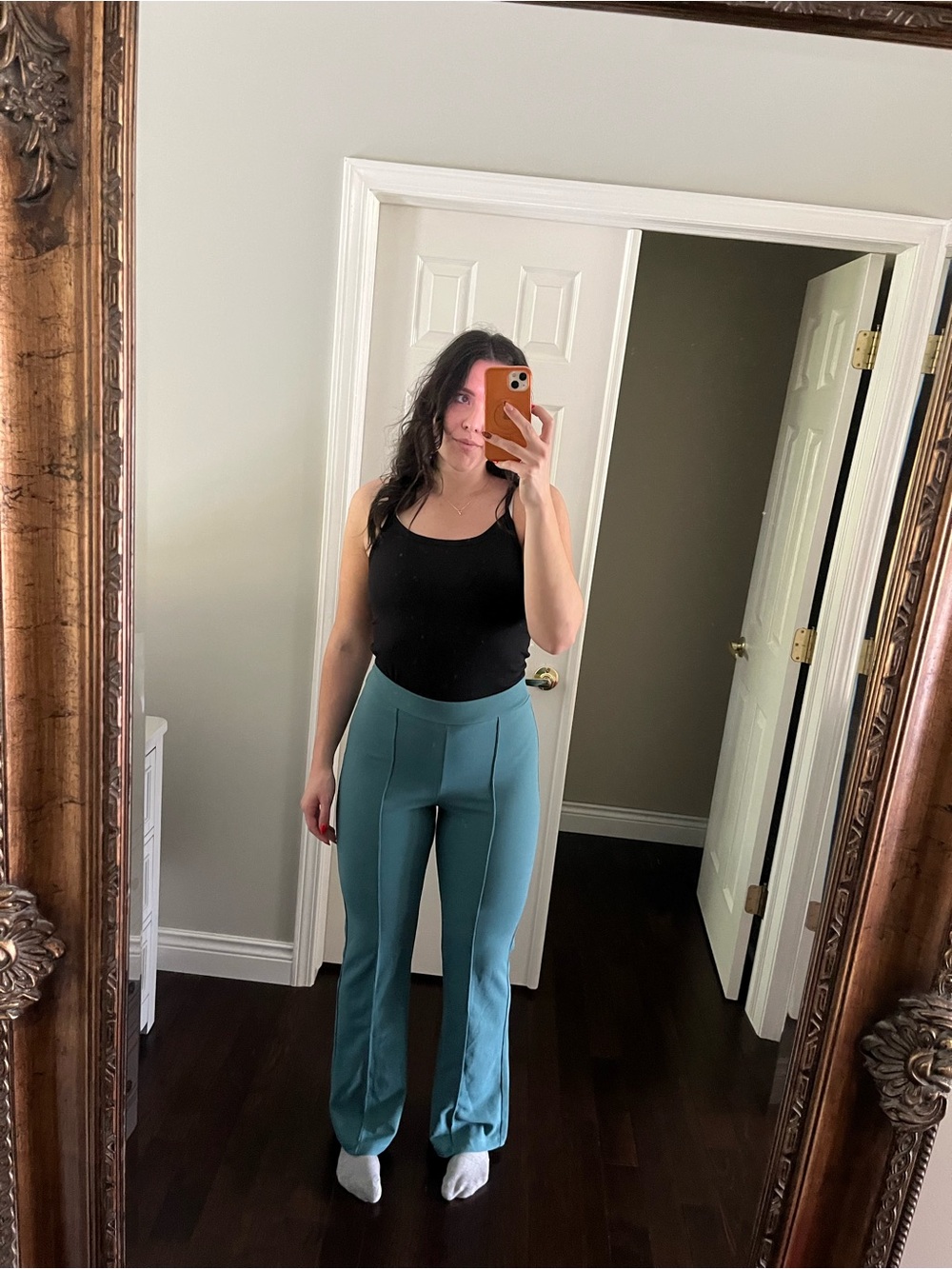 Fashion Nova Teal High-Rise Flare Pants
